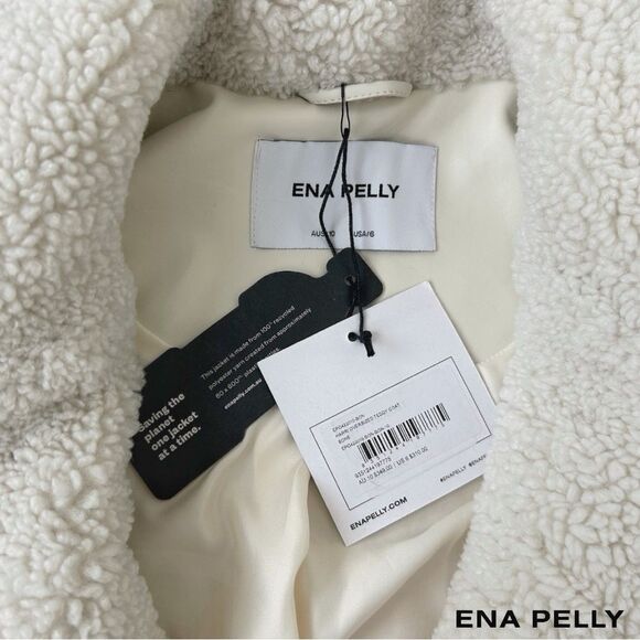 Ena Pelly **NWT** Harri Oversized Belted Teddy Coat in Bone White - Picture 13 of 14